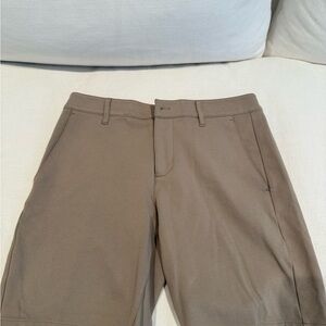 PAIGE Tan Flat Front Shorts Tailored Design